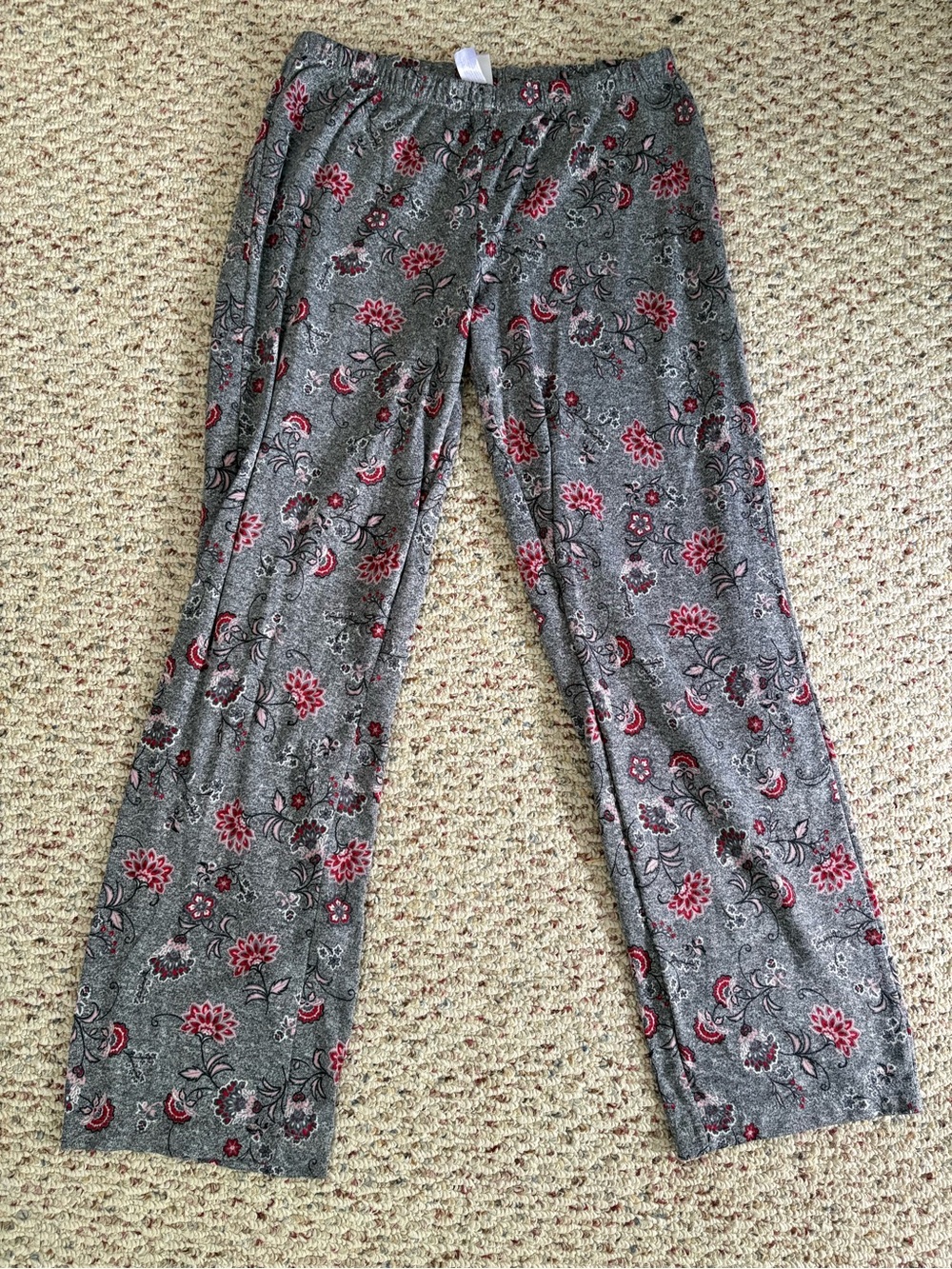 Secret Treasures Gray Floral Pajama Pants with Pink Accents